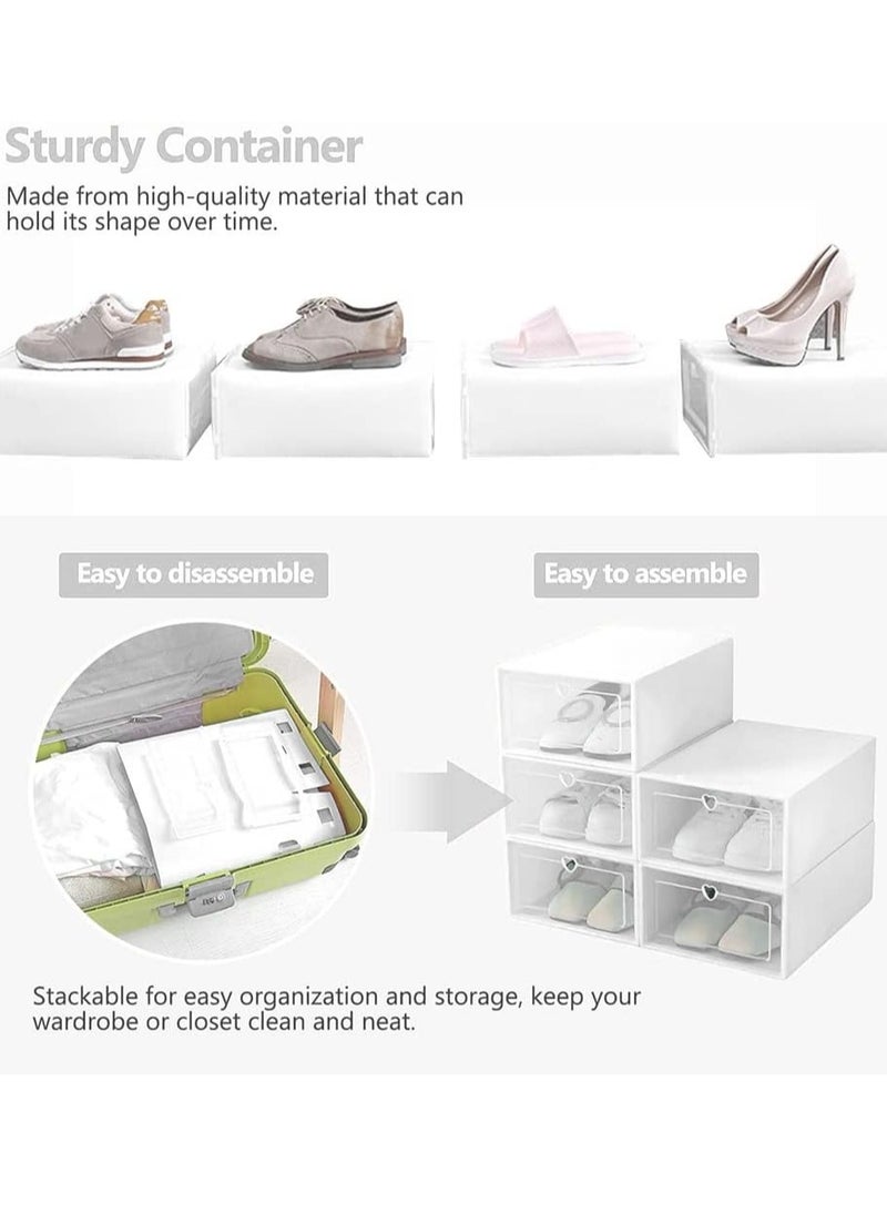 HomarKet - Shoe Storage Box Shoe Box,24 Pack Clear Plastic Clamshell Shoebox,Stackable Shoe Organizer Foldable Display Box Container Closet Shelf Shoe Organizer Transparent Stackable Organizer box - Image 1