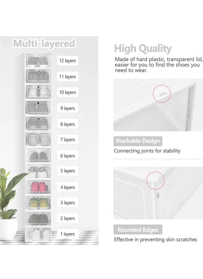 HomarKet - Shoe Storage Box Shoe Box,24 Pack Clear Plastic Clamshell Shoebox,Stackable Shoe Organizer Foldable Display Box Container Closet Shelf Shoe Organizer Transparent Stackable Organizer box - Image 1