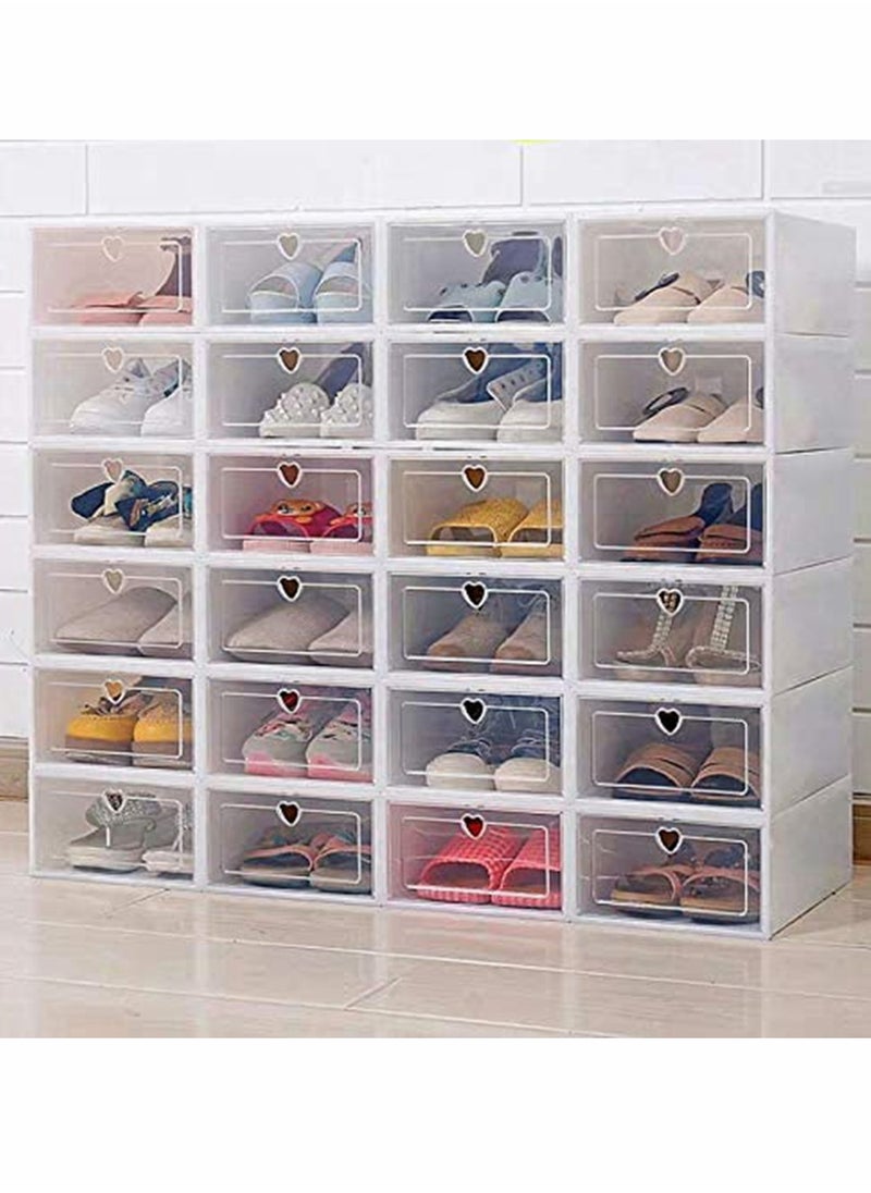 HomarKet - Shoe Storage Box Shoe Box,24 Pack Clear Plastic Clamshell Shoebox,Stackable Shoe Organizer Foldable Display Box Container Closet Shelf Shoe Organizer Transparent Stackable Organizer box - Image 1