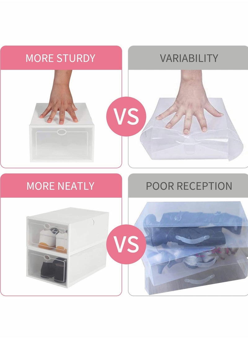 HomarKet - Shoe Storage Box Shoe Box,24 Pack Clear Plastic Clamshell Shoebox,Stackable Shoe Organizer Foldable Display Box Container Closet Shelf Shoe Organizer Transparent Stackable Organizer box - Image 1