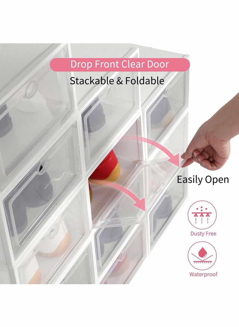 HomarKet - Shoe Storage Box Shoe Box,24 Pack Clear Plastic Clamshell Shoebox,Stackable Shoe Organizer Foldable Display Box Container Closet Shelf Shoe Organizer Transparent Stackable Organizer box - Image 1