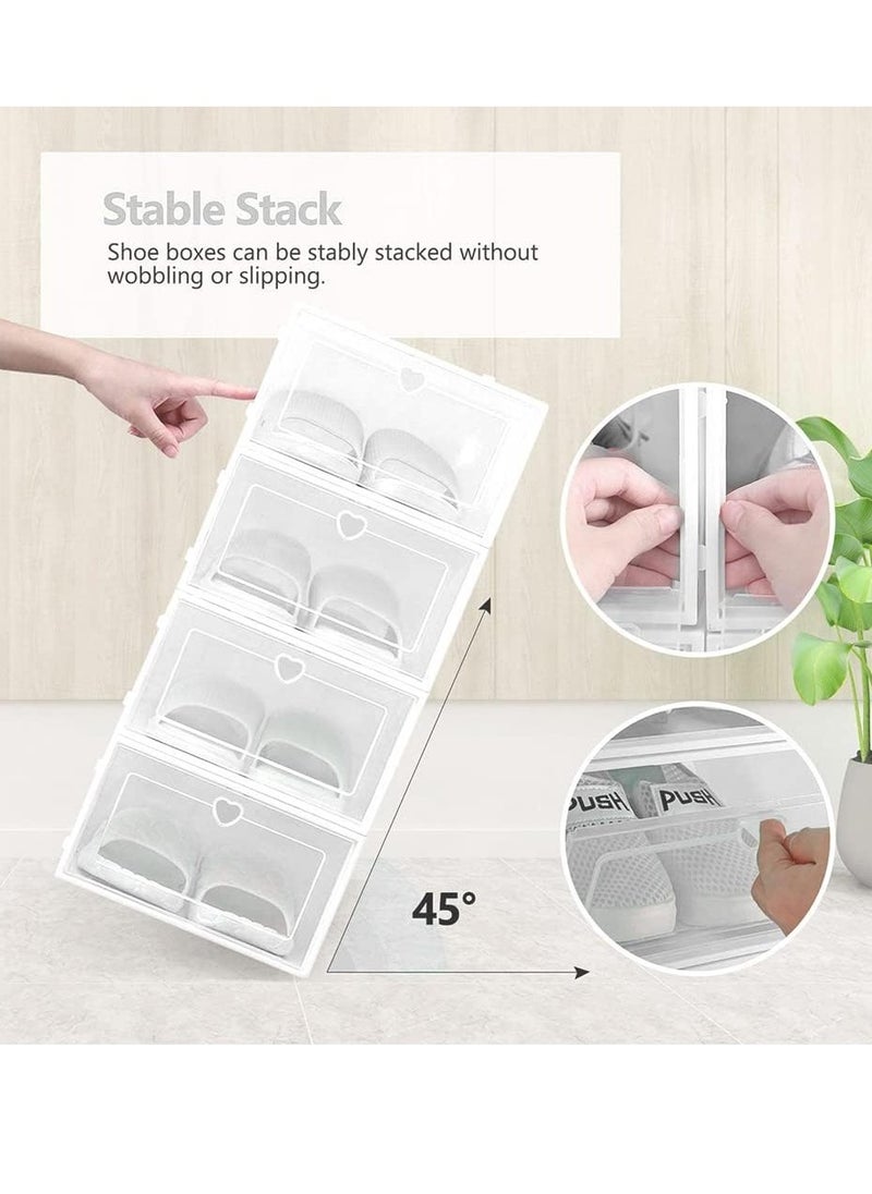 HomarKet - Shoe Storage Box Shoe Box,24 Pack Clear Plastic Clamshell Shoebox,Stackable Shoe Organizer Foldable Display Box Container Closet Shelf Shoe Organizer Transparent Stackable Organizer box - Image 1