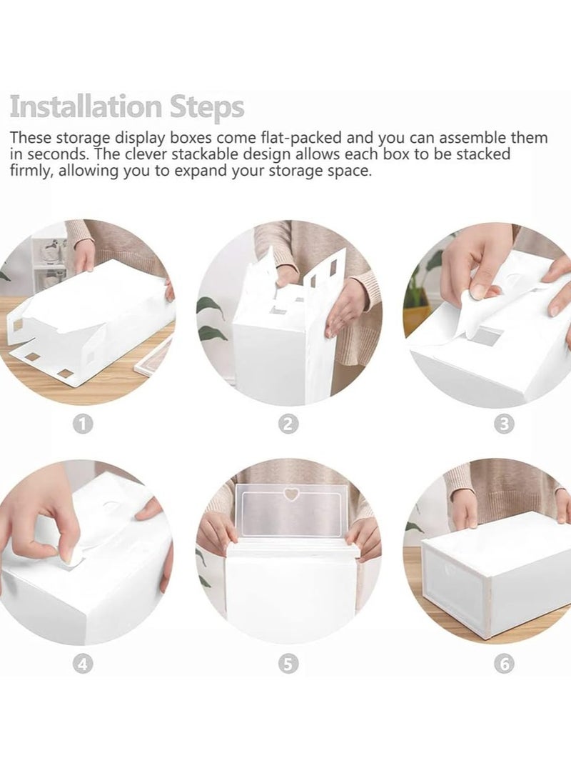 HomarKet - Shoe Storage Box Shoe Box,24 Pack Clear Plastic Clamshell Shoebox,Stackable Shoe Organizer Foldable Display Box Container Closet Shelf Shoe Organizer Transparent Stackable Organizer box - Image 1
