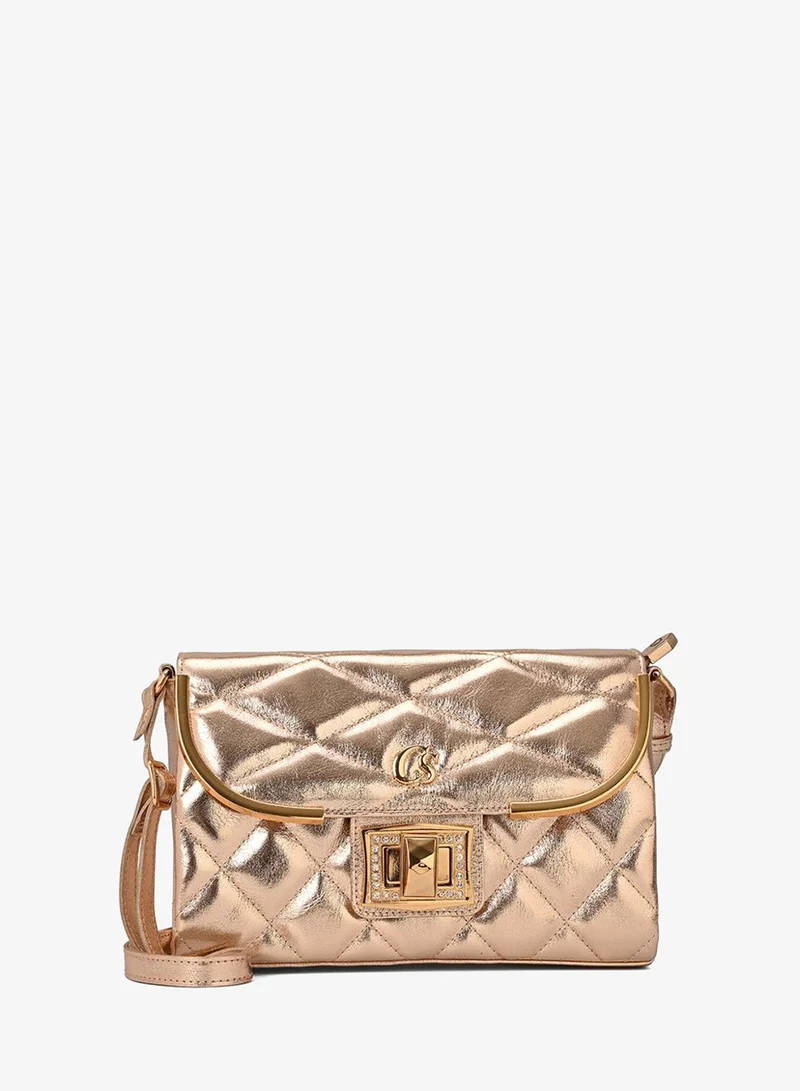 Carmen Steffens  Quilted Bag Details Gold for Women | Best Price UAE