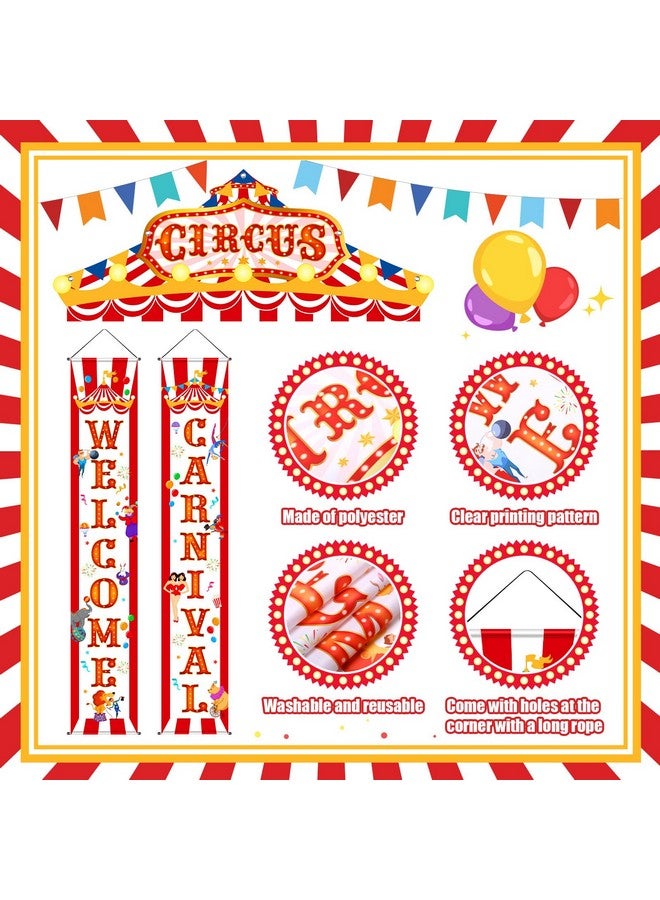 Blulu 3 Pcs Carnival Circus Porch Banner Decorations Circus Party Awning Hanging Banner Carnival Welcome Door Decorations Set for Birthday Baby Shower Party Supplies - Image 3