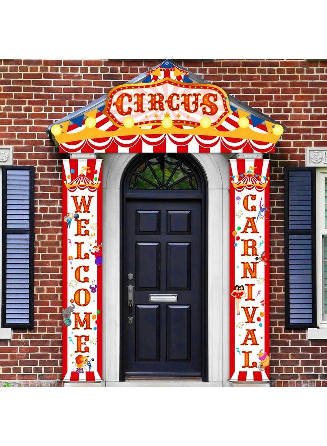 Blulu 3 Pcs Carnival Circus Porch Banner Decorations Circus Party Awning Hanging Banner Carnival Welcome Door Decorations Set for Birthday Baby Shower Party Supplies - Image 1
