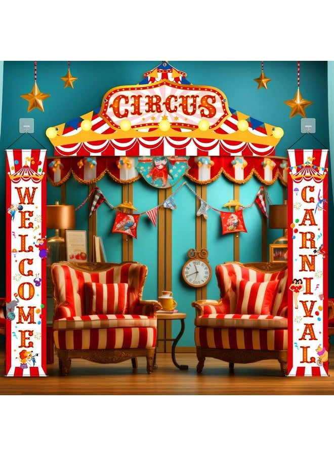 Blulu 3 Pcs Carnival Circus Porch Banner Decorations Circus Party Awning Hanging Banner Carnival Welcome Door Decorations Set for Birthday Baby Shower Party Supplies - Image 5