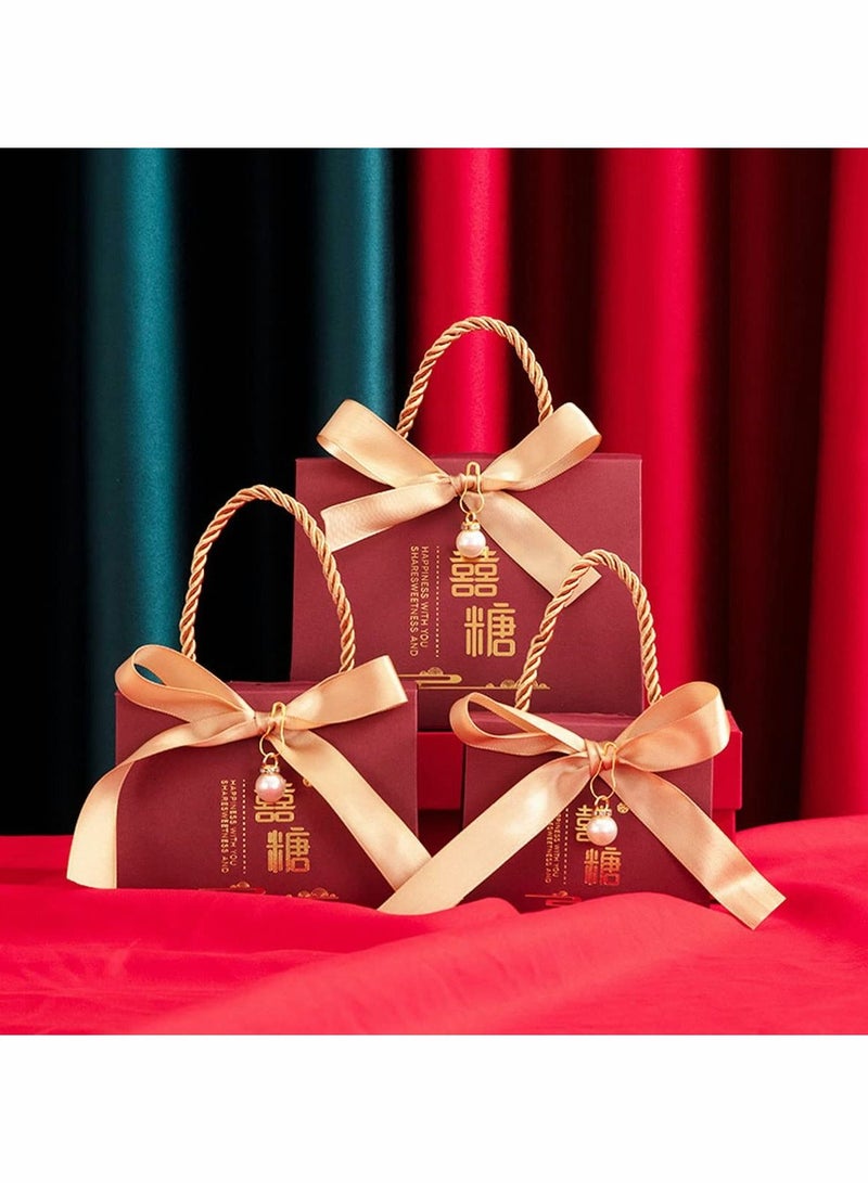 Chinese Wedding Candy Box, 20 Pcs Candy Box Biscuit Gift Box Romantic Wedding Gift, Wedding Bride Supplies Box, Baby Full Moon Candy Box Knot Wedding Box Gift Box With Ribbon - Image 3