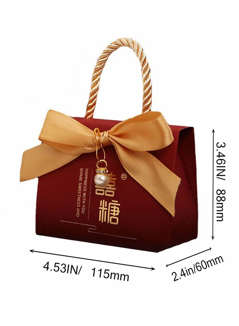 Chinese Wedding Candy Box, 20 Pcs Candy Box Biscuit Gift Box Romantic Wedding Gift, Wedding Bride Supplies Box, Baby Full Moon Candy Box Knot Wedding Box Gift Box With Ribbon - Image 2