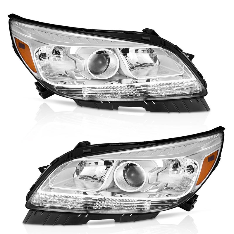 WEELMOTO Headlights for 20132014 Malibu Eco 20132015 Chevy Malibu LT LTZ Replacement Assemblies Chrome Housing Amber Reflector LR