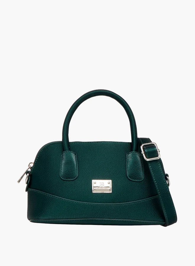 Flora Bella By Shoexpress Textured Crossbody Bag with Detachable Strap and Zip Closure