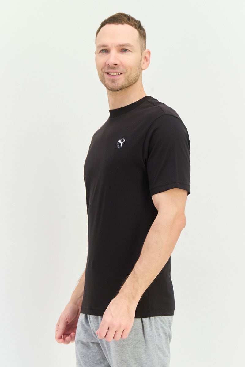 PUMA Men Crew Neck Short Sleeves Brand LogoT-Shirt, Black - Image 2