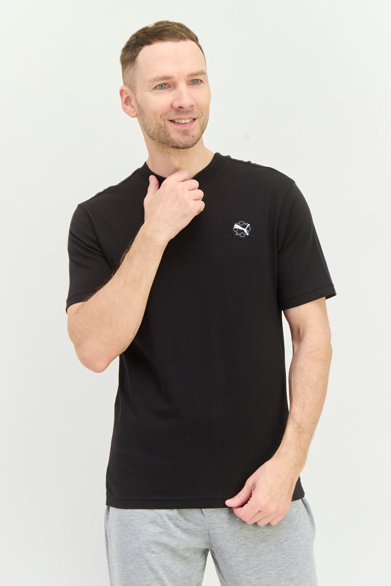 PUMA Men Crew Neck Short Sleeves Brand LogoT-Shirt, Black - Image 1