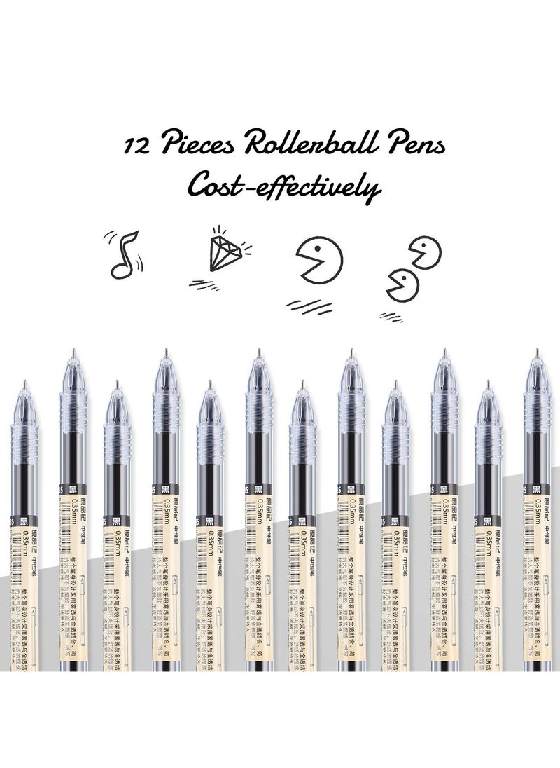 phomemo 12 Pieces 0.35 mm Black Gel Ink Pen Extra Fine Ballpoint Pen for Office School Stationery Supply  - Image 3