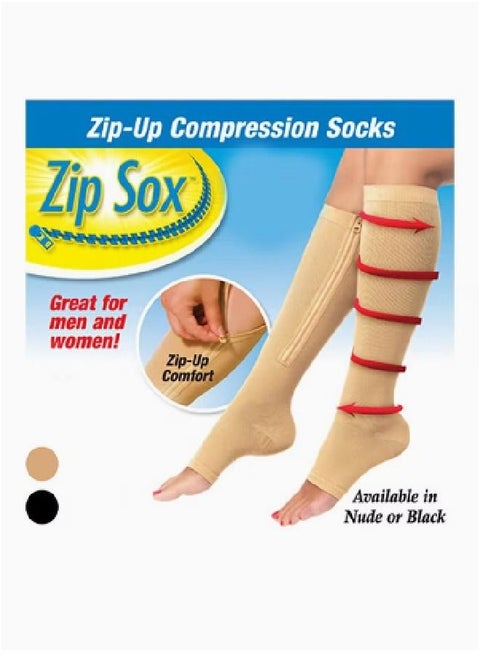 Compression stockings with a zipper