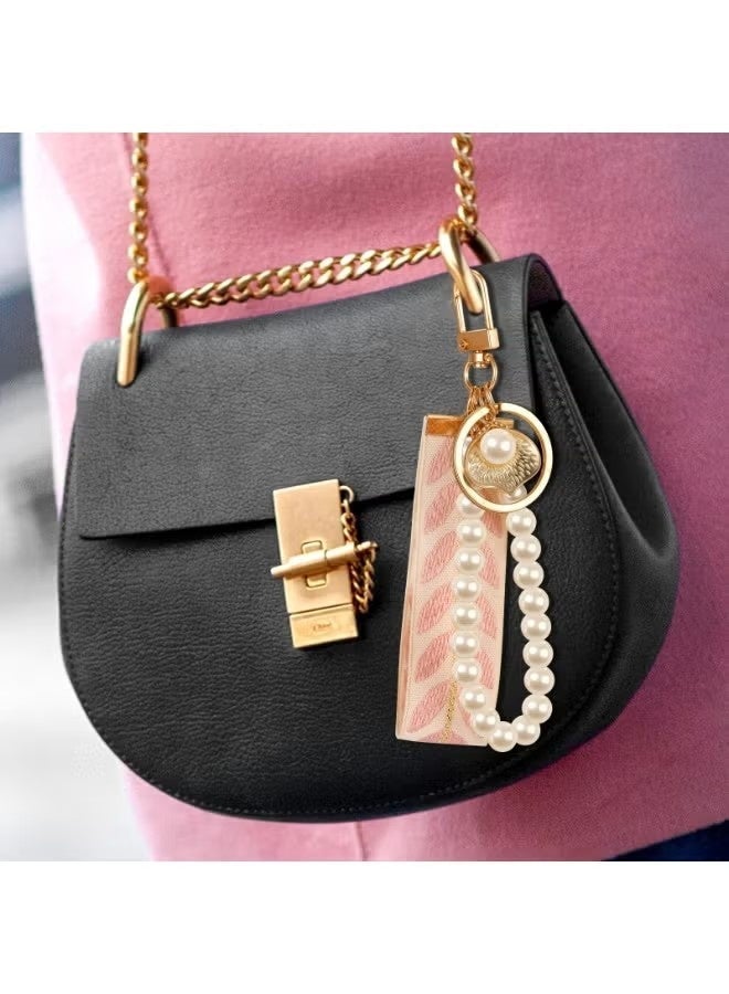 3Pcs Pink Bow Keychain for Women, Pearl Wristlet Keyring, Car Keys Handbag Purse Pendant, Cute Bag Charm Accessory, Elegant Key Holder for Purse, Handbag, Backpack, Ideal Gift for Girls (Light Pink) - Image 3