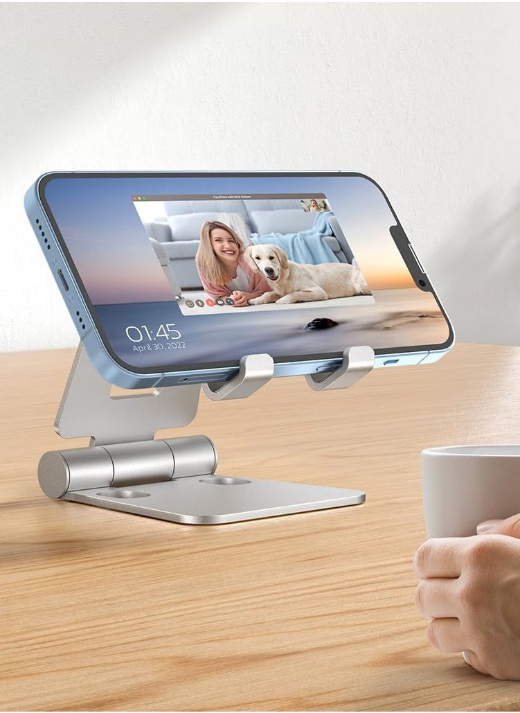 MIXDE Dual Folding Cell Phone Stand Fully Adjustable Foldable Desktop Phone Holder Cradle Dock Compatible with Phone 16 15 14 13 12 11 Pro Xs Xs Max Xr X 8  Nintendo Switch All Phones  - Image 3