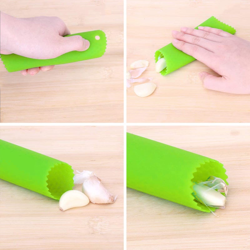 JASVIC Garlic Press Rocker, Stainless Steel Garlic Mincer Crusher Professional Kitchen Gadgets Garlic Chopper with Ergonomic Handle, Silicone Garlic Peeler - Image 4