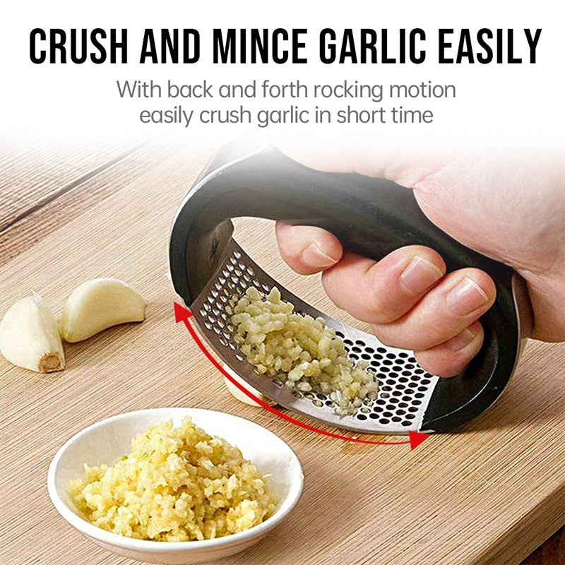 JASVIC Garlic Press Rocker, Stainless Steel Garlic Mincer Crusher Professional Kitchen Gadgets Garlic Chopper with Ergonomic Handle, Silicone Garlic Peeler - Image 5