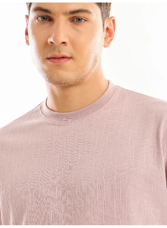 Beyoung Light Mauve Textured Oversized T-shirt