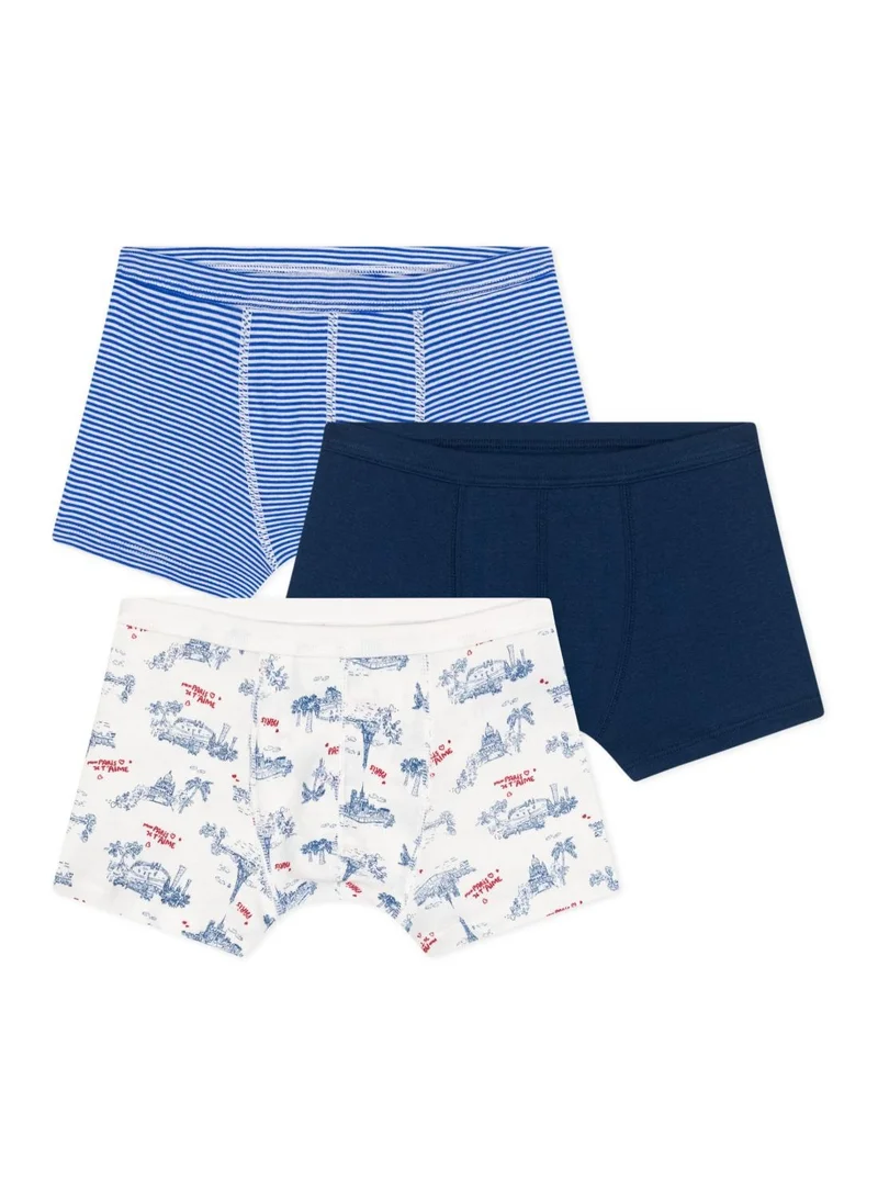 بيتي باتو Children's Paris print cotton boxers with thin waistbands - 3-Pack