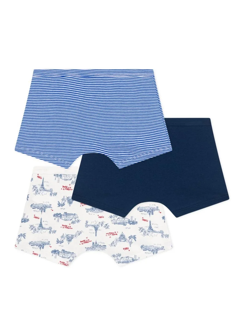 بيتي باتو Children's Paris print cotton boxers with thin waistbands - 3-Pack