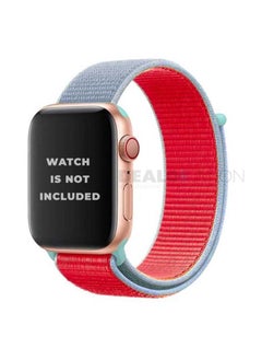 Nylon Strap for apple watch Series 1/2/3/4/5/6/7/8/SE - 42mm/44mm/45mm/-LIght Blue/ Rred