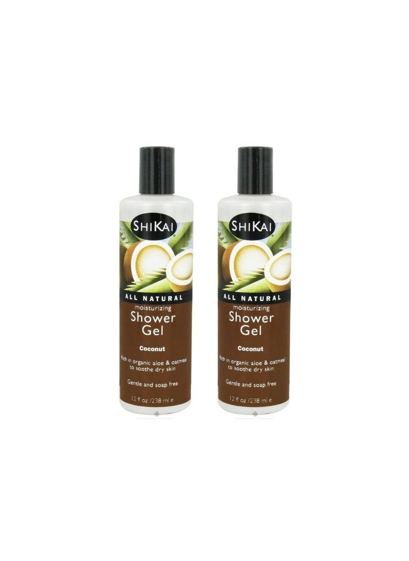 SHIKAI ShiKai Daily Moisturizing Shower Gel (Coconut, 12oz, Pack of 2) | Gentle Formula | Aloe Vera & Oatmeal for Soft, Healthy Skin | Dry Skin Relief 