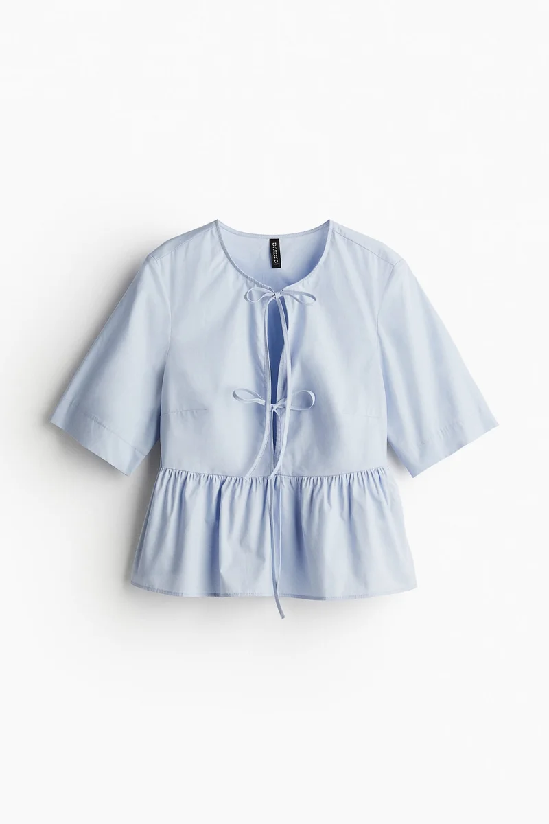 H&M Tie-front poplin blouse