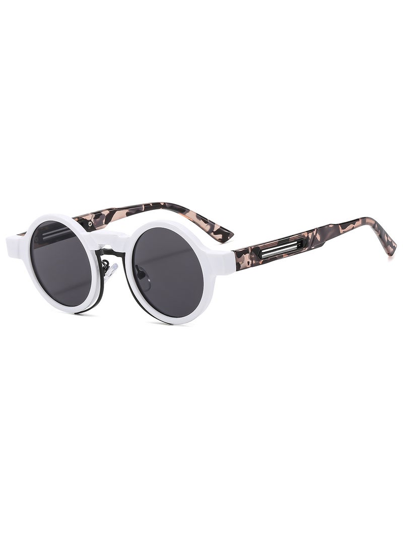 Generic Retro Biker Punk Unisex Sunglasses 4383 Colorful Fashion C2 white frame Gray piece 