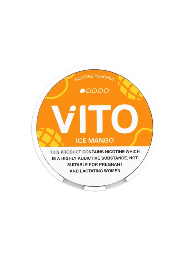 VITO Ice Mango Nicotine Pouches 3mg | Fresh Ice Mango Flavor | Tobacco-Free | 5 Cans, 20 Pouches Per Can - Image 3