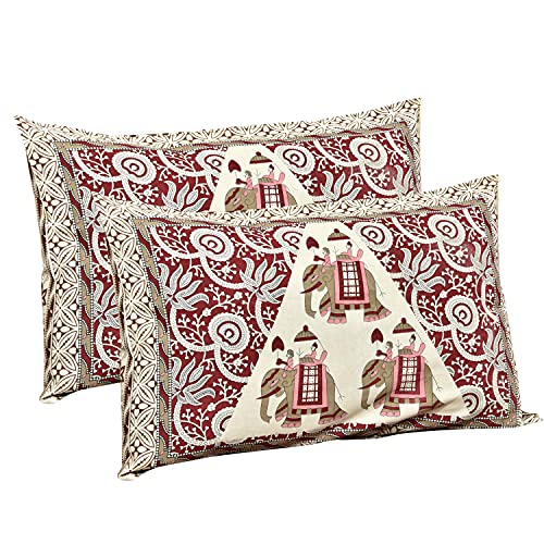 Braise Premium | King Size |100% Pure Cotton | Double Bedsheet 95 x 108 inches with 2 Pillow Covers (Red, Brown) - Image 5