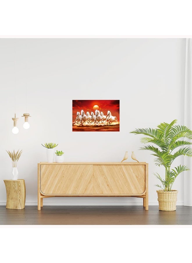 Home Trove Dharvika Innovations Seven Horses Vastu Poster Big Size | Seven Horses Vastu Painting | Vastu Seven Running Horses Sparkle Coated Self Adhesive - 3064 (24×36 Inch, 7 Horses) - Image 3