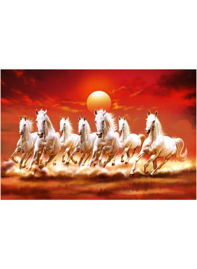 Home Trove Dharvika Innovations Seven Horses Vastu Poster Big Size | Seven Horses Vastu Painting | Vastu Seven Running Horses Sparkle Coated Self Adhesive - 3064 (24×36 Inch, 7 Horses) - Image 1