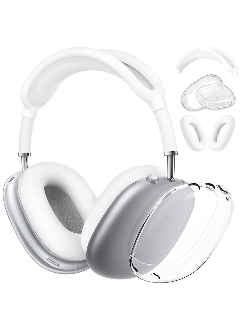 AROAQ Clear Soft TPU Airpod Max Ear Cover, Silicone Cases Suitable for Apple AirPods Max 3-in-1 Headphones Anti-Scratch Ear Cups Cover Headband Cover and Ear Pad Protector Case Skin Accessories - Image 1