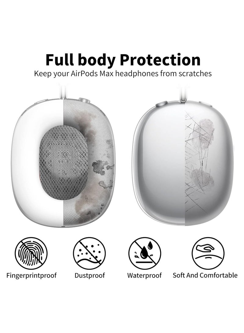 AROAQ Clear Soft TPU Airpod Max Ear Cover, Silicone Cases Suitable for Apple AirPods Max 3-in-1 Headphones Anti-Scratch Ear Cups Cover Headband Cover and Ear Pad Protector Case Skin Accessories - Image 2