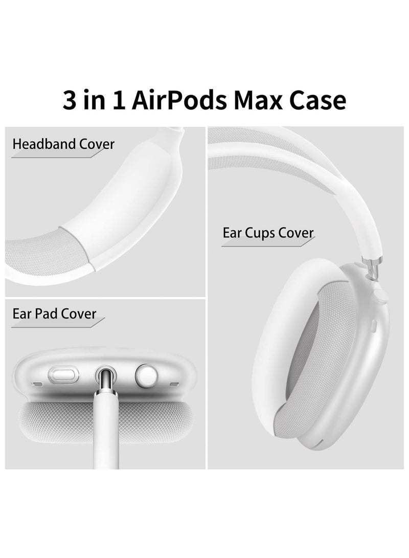 AROAQ Clear Soft TPU Airpod Max Ear Cover, Silicone Cases Suitable for Apple AirPods Max 3-in-1 Headphones Anti-Scratch Ear Cups Cover Headband Cover and Ear Pad Protector Case Skin Accessories - Image 4