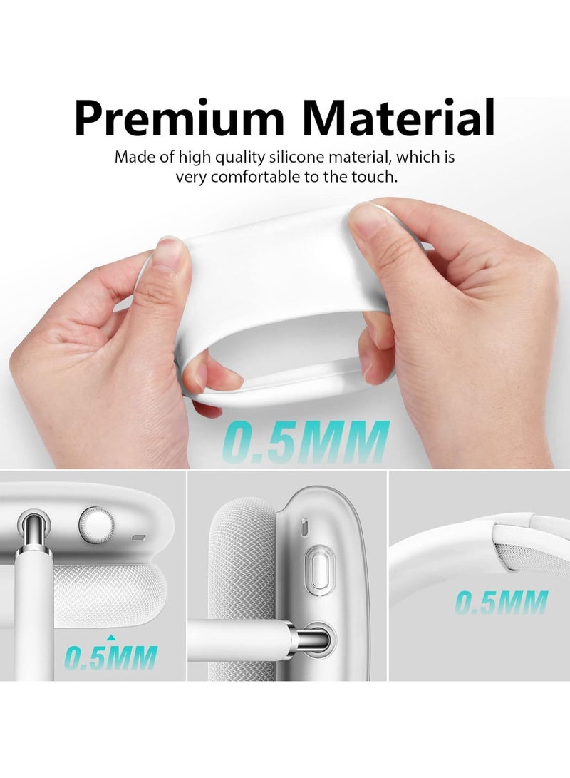 AROAQ Clear Soft TPU Airpod Max Ear Cover, Silicone Cases Suitable for Apple AirPods Max 3-in-1 Headphones Anti-Scratch Ear Cups Cover Headband Cover and Ear Pad Protector Case Skin Accessories - Image 5