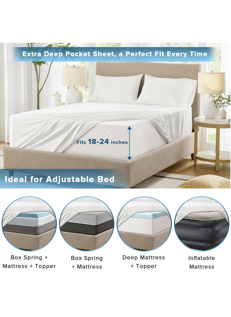 Comfort Spaces Comfort Spaces Extra Deep Pocket Cooling Sheets - King Size  Fits Up to 24"" Mattress  Moisture Wicking Coolmax  Soft  Colorfast 4 Piece Set  - Image 4