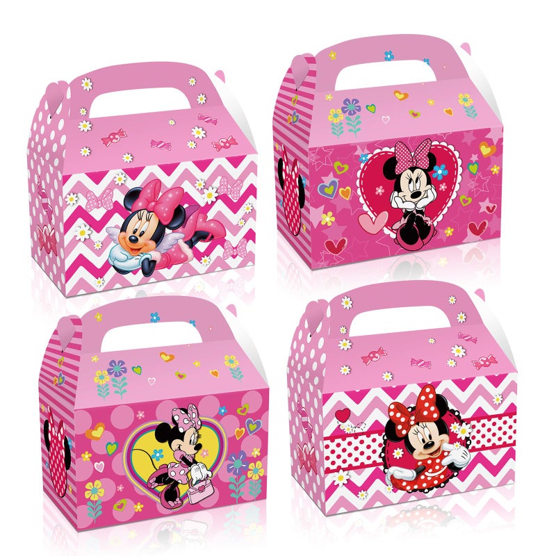 Trifoot 24Pcs Cute Bow Gift Box, Cartoon Party Favor Candy Boxes with Handles, Birthday Party Gift Giving & Decorations Supplies (2 Styles) - Image 1