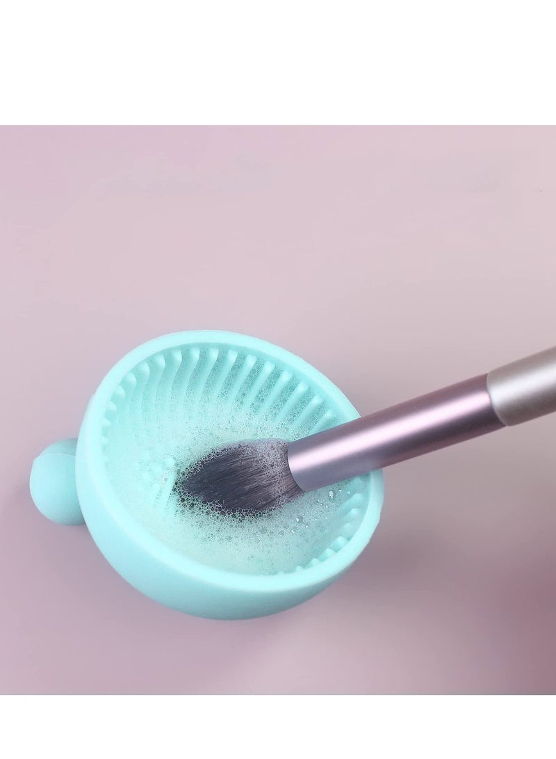 Portable Silicone Makeup Brush Cleaner Mat, Effective Scrubber for Easy Cleaning of Cosmetic Brushes (Blue) - Image 3