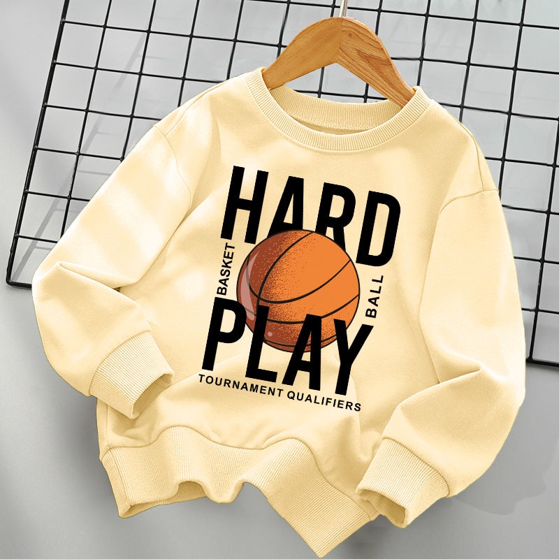 Boys And Girls Children'S Sports Joker Top Cotton Fleece-Lined Thickened Sweat - Image 1