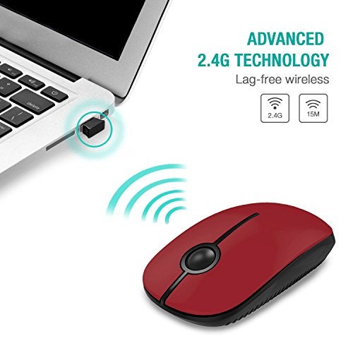 VssoPlor Wireless Mouse, 2.4G Slim Portable Computer Laptop Mouse with Nano Receiver Quiet Silent Optical Mice for Notebook, PC, Laptop, Computer-Black and Red - Image 2