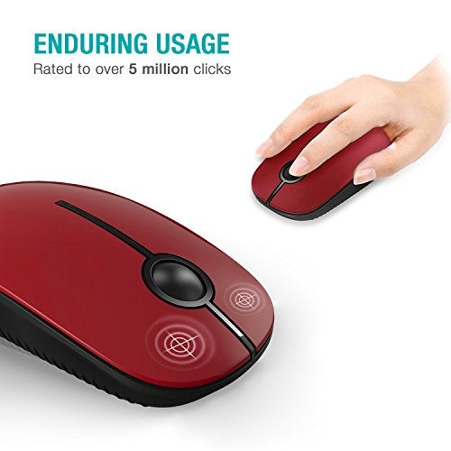 VssoPlor Wireless Mouse, 2.4G Slim Portable Computer Laptop Mouse with Nano Receiver Quiet Silent Optical Mice for Notebook, PC, Laptop, Computer-Black and Red - Image 3