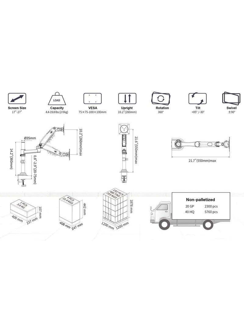 Desktop Monitor Stand 17-30” – Adjustable & Sturdy Monitor Mount for Comfortable Screen Viewing - Image 2
