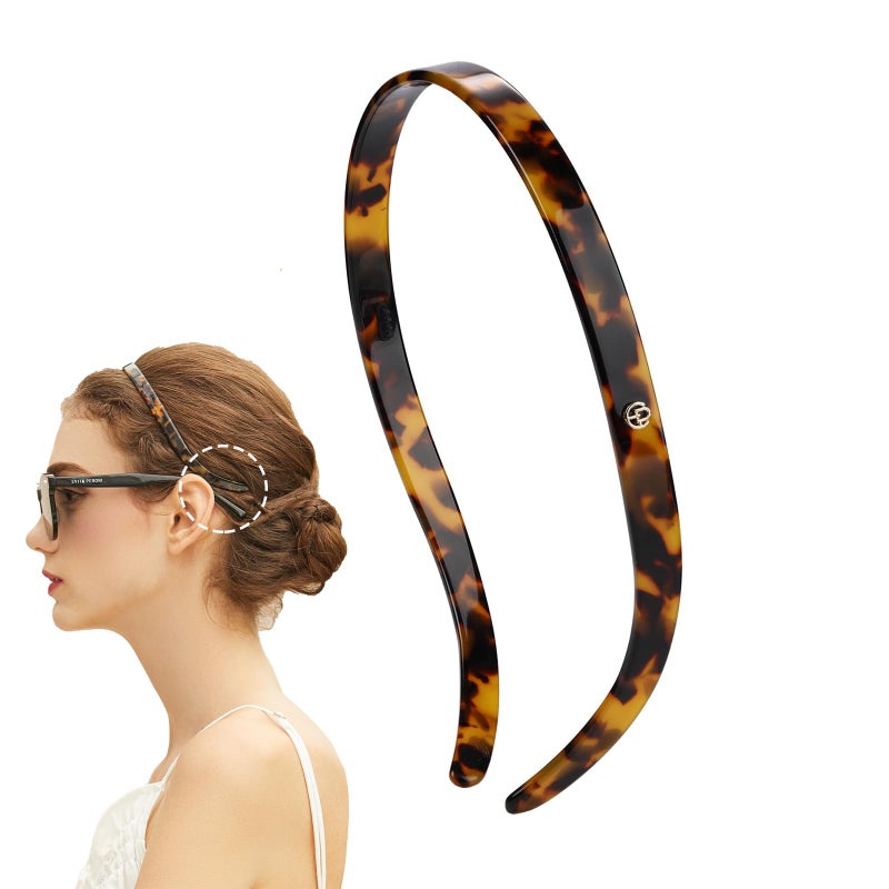 EVITA PERONI Hair Band for Eyewear No Pressure Non Slip Fashion Thin Headbands for Women  Tortoise  Hairband for Womens Hair
