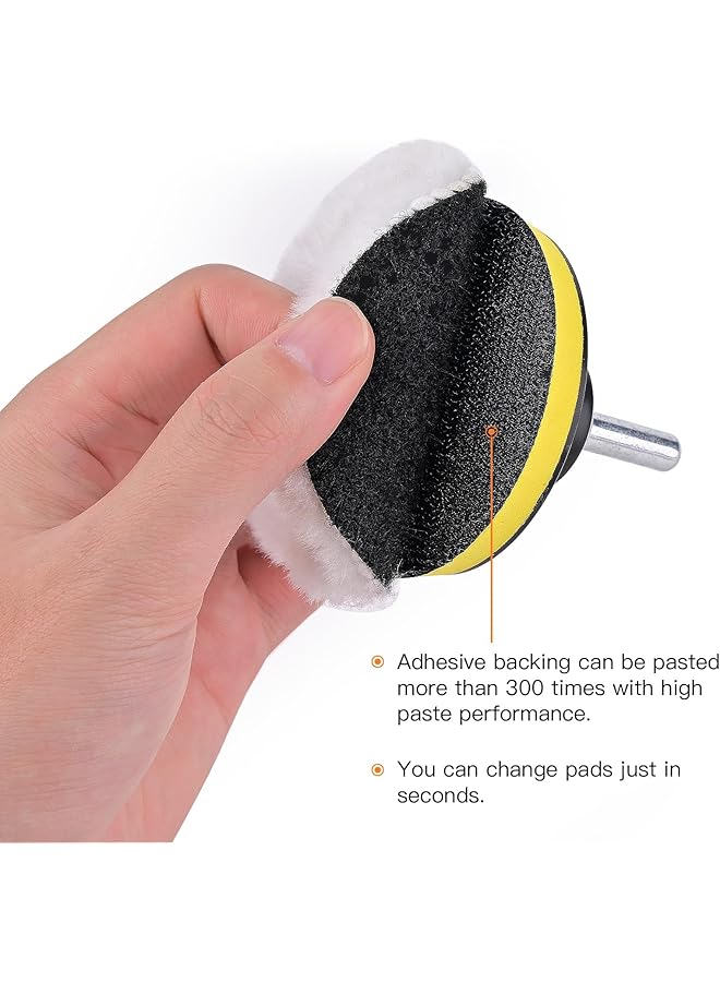 KASTWAVE 7 Pcs 5 Inch Polishing Buffing Wheel For Drill Wool Pads, 125Mm Wheel Polishing Pads Woolen Polishing Waxing Pads Kits With M14 Drill Buffer Adapter - Image 5