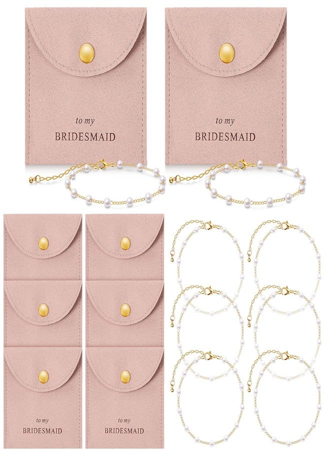 Quelay 16 Pcs Pearl Bracelet Microfiber Jewelry Pouch Jewelry Packaging Bag Bridal Jewelry Set for Wedding Birthday Party Bridesmaid Gifts(Pink,Button) - Image 1