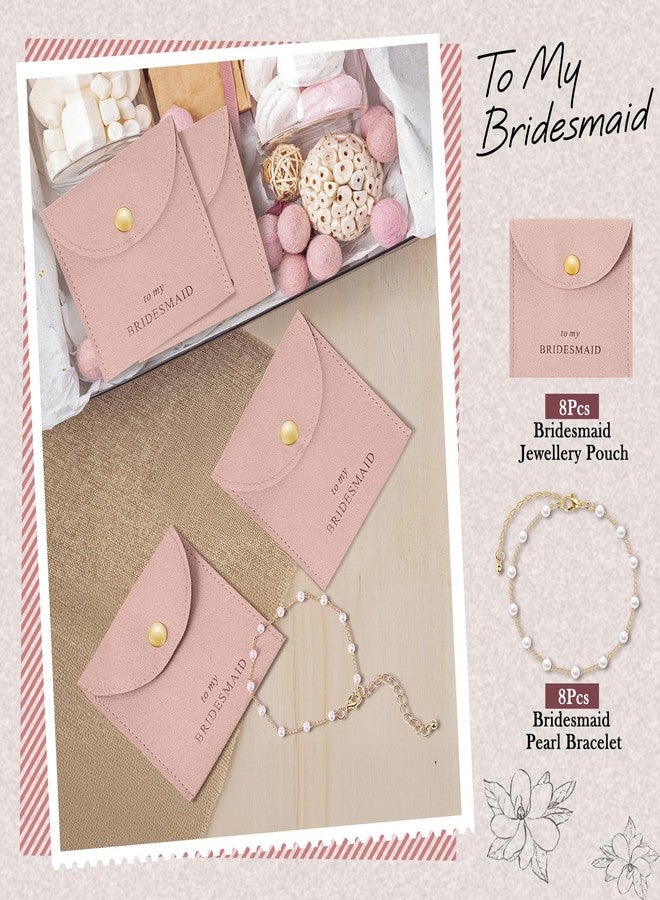 Quelay 16 Pcs Pearl Bracelet Microfiber Jewelry Pouch Jewelry Packaging Bag Bridal Jewelry Set for Wedding Birthday Party Bridesmaid Gifts(Pink,Button) - Image 4