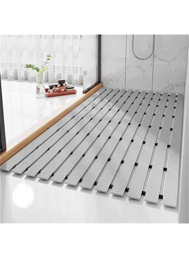 TRASSLE 17 x24 Inch Soft Square Bath Mat, Anti Slip Bathroom Stall Mat, Square Rubber Shower Mat, Non Slip Bath Shower Floor Mat with Drain Hole - Image 4